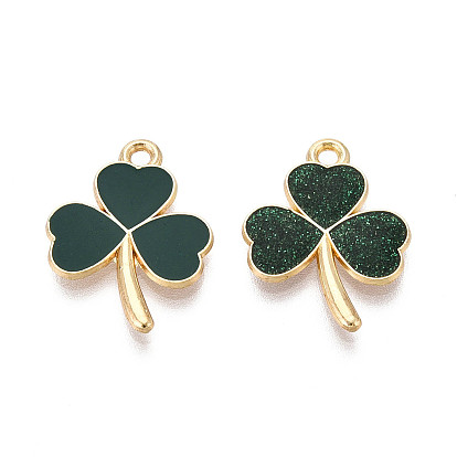 Подвески из сплава с эмалью ко Дню Святого Патрика, клевер амулеты, золотые