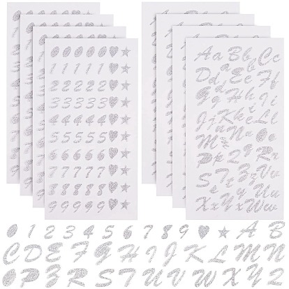 8 листы письма, бумажные наклейки с цифрами и сердечками и звездами, с покрытием из пвх