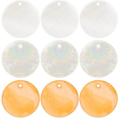 42 шт. 3 стили подвески из натуральной ракушки капиз и пресноводной ракушки, плоские круглые прелести