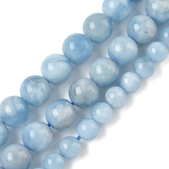 Природные Аквамарин бисер нитей, круглые