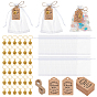 Alloy Pendant Decorations, with Organza Drawstring Bags and Kraft Paper Cord Display Cards, Flower, Golden