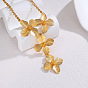304 Stainless Steel 3D Pendant Necklaces, Flower