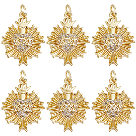6подвески из кубического циркония с покрытием из латуни с микропаве, с целью перехода в кольце, долговечный, без кадмия и без свинца, очарование священного сердца