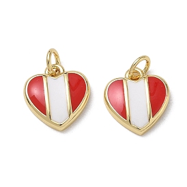 Brass Pendants, with Enamel, Heart Charms, Long-Lasting Plated, Rack Plating, Lead Free & Cadmium Free