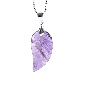 Natural & Synthetic Mixed Gemstone Angel Wing Pendant Necklace