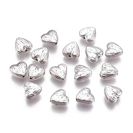 Coeur en alliage de style tibétain sculpté rayures perles, sans cadmium et sans plomb, 8x8x4mm, trou: 1.5 mm, environ 1260 pcs / 1000 g