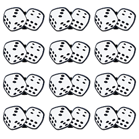 12Pcs Dice Enamel Pin, Black Painting Alloy Badge for Backpack Clothes