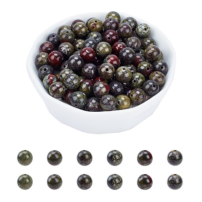 Natural Dragon Blood Jasper Bead Strands, Round