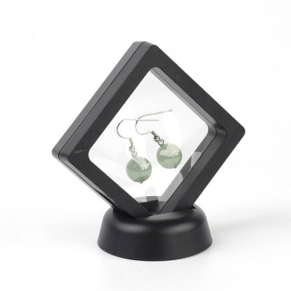 Acrylic Frame Stands, with Transparent Membrane, For Earring, Pendant, Bracelet Jewelry Display, Rhombus, 9.7x9.6x5.7cm