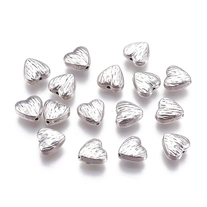 Tibetan Style Alloy Heart Carved Stripes Beads, Cadmium Free & Lead Free, 8x8x4mm, Hole: 1.5mm, about 1260pcs/1000g