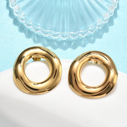 201 из нержавеющей стали серьги, с 304 штифтов из нержавеющей стали, вакуумное покрытие pvd, долговечный, Кольцевая форма