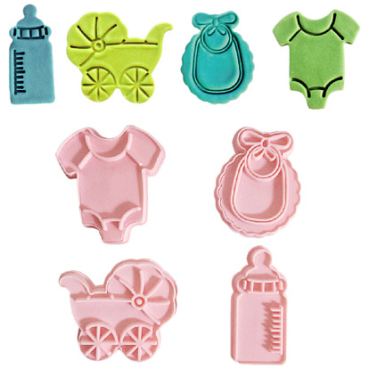 Food Grade Plastic Molds, Fondant Molds Set, Bakeware Tools, For DIY Cake Decoration, Chocolate, Candy Mold, Jumpsuits & Hat & Carriage & Feeding-bottle, Baby Theme