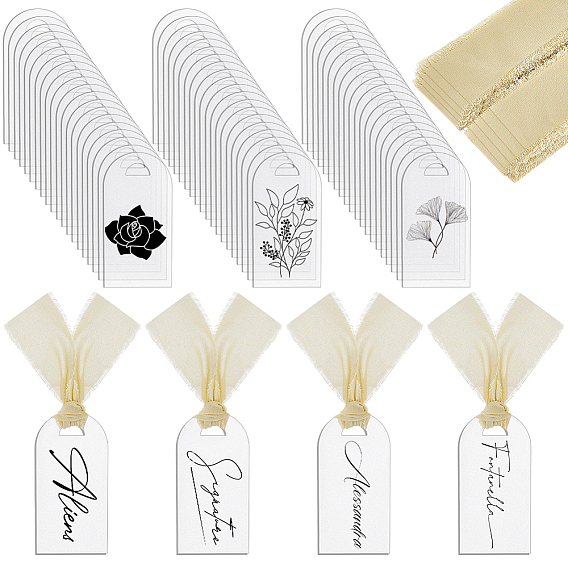 2 Bags 2 Styles Blank Arch Acrylic Hanging Seat Signs, with Polyester Ribbon, for Wedding Decor