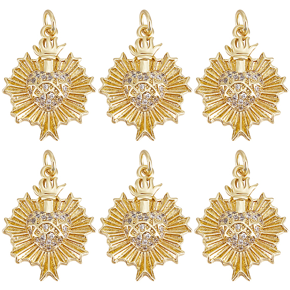 6подвески из кубического циркония с покрытием из латуни с микропаве, с целью перехода в кольце, долговечный, без кадмия и без свинца, очарование священного сердца