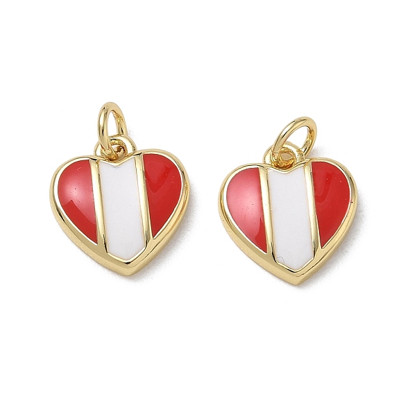 Brass Pendants, with Enamel, Heart Charms, Long-Lasting Plated, Rack Plating, Lead Free & Cadmium Free