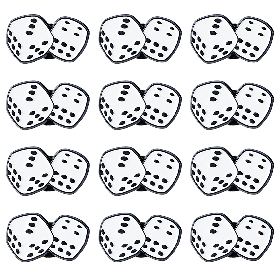 12Pcs Dice Enamel Pin, Black Painting Alloy Badge for Backpack Clothes