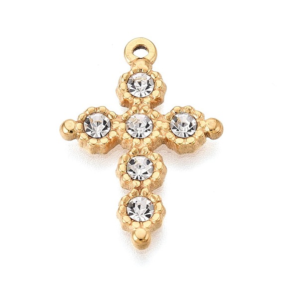 303 подвески из нержавеющей стали, со стразами, крест прелести, ионное покрытие (ip), долговечный