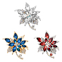 2pcs 2 colors Rhinestone Flower Brooch Pin, Zinc Alloy Badge for Backpack Clothes