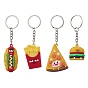 4 шт. 4 стиль продуктов питания пластиковый брелок из ПВХ, с железными разрезными брелоками, хлеб/пицца/картошка фри/гамбургер