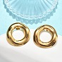 201 Stainless Steel Stud Earrings, with 304 Stainless Steel Pins, PVD Vacuum Plating, Long-Lasting Plated, Ring Shape
