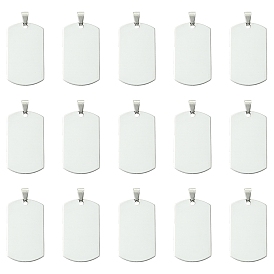 20 шт. 201 нержавеющая сталь скругленный прямоугольник штамповка пустые бирки подвески, для колье мужские ювелирные изделия, с кнопкой на поруки