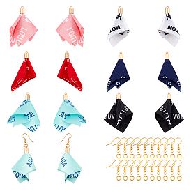 Superfindings bricolage 24 paires de kits de fabrication de boucles d'oreilles pendantes, y compris 6 couleurs gros pendentifs en mousseline de soie, crochets et anneaux de saut en laiton, fleur
