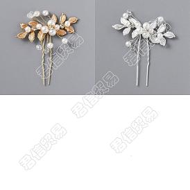 CRASPIRE 4Pcs 2 Colors Wedding Bridal Hair Forks, with Rhinestones and ABS Plastic Imitation Pearl Beads, Hair Accessories for Women