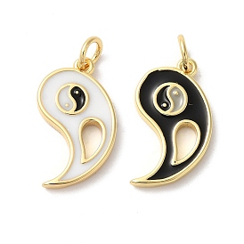 Подвески из латуни с эмалью в стойку, с целью перехода в кольце, долговечный, без кадмия и без свинца, очарование инь-ян, реальный 18 k позолоченный