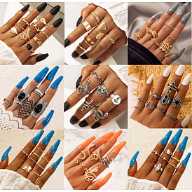Bohemian Vintage Ring Set for Women - Creative Retro European and American Style Jewelry