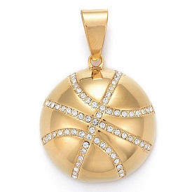 Pendentifs en acier inoxydable, avec strass cristal, basket-ball