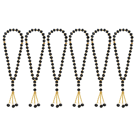 6 шт. мусульманские исламские молитвенные браслеты-четки, браслеты с подвесками из стеклянных бусин-ронделей, с бусинами сплава