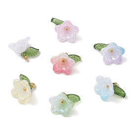 Акриловые цветочные подвески, с переливающимися акриловыми бусинами, прозрачными акриловыми подвесками и латунными штифтами с шарообразными головками