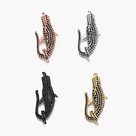 Brass Micro Pave Cubic Zirconia Lobster Claw Clasps, Long-Lasting Plated, Alligator