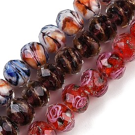 Ручной золотой песок бусины бисер нитей, со цветком внутри , граненые, рондель