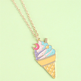 Sweet and Fun Ice Cream Pendant Necklace - Cartoon Style, Fashionable and Versatile Jewelry