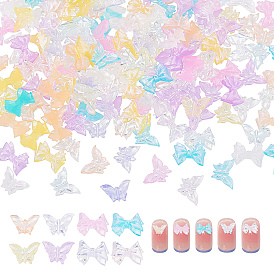 CRASPIRE 400Pcs 4 Styles Opaque & Transparent Resin Cabochons, with Glitter Powder, Bowknot & Butterfly