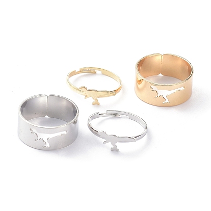 Alloy Adjustable Rings Set, Couple Rings, Dinosaur