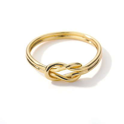 Minimalist Knot Line 18k Gold Cubic Zirconia Ring for Women, Infinity Band Couple Gift Jewelry