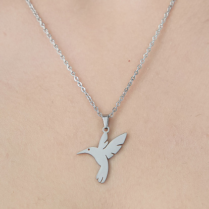 201 Stainless Steel Hummingbird Pendant Necklace