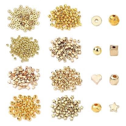 DIY Jewelry Making Kits, Including 700Pcs 7 Style Star & Flat Round & Barrel & Heart & Abacus & Round & Cube CCB Plastic Beads, 100Pcs Round ABS Plastic Beads