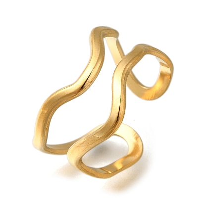 Wave 304 anillo abierto de acero inoxidable para mujer