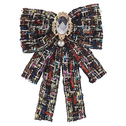 Полиэстеровые броши-банты для рюкзаков, с железной фурнитурой и искусственным жемчугом