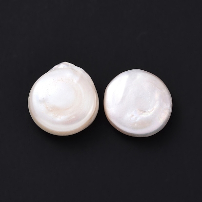 Natural Keshi Pearl Beads, Cultured Freshwater Pearl, No Hole/Undrilled, Flat Round