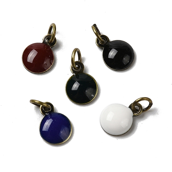 Латунные эмалевые подвески, с целью перехода в кольце, без свинца и без кадмия, долговечный, античная бронза, полукруглый шарм