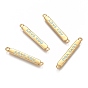 Brass Links Connectors, with  Enamel, Rectangle with Word  LOVE YOU, for Valentine's Day, Real 18K Gold Plated
