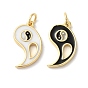 Подвески из латуни с эмалью в стойку, с целью перехода в кольце, долговечный, без кадмия и без свинца, очарование инь-ян, реальный 18 k позолоченный