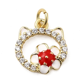 Стойки обшивки латунные подвески, с кубического циркония и эмали, подвески в виде кошачьей головы и цветов, долговечный, без свинца и без кадмия, с целью перехода в кольце