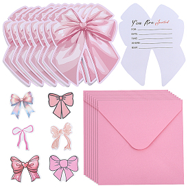 30 Tarjetas de invitación de cumpleaños de papel, lazo, con sobres de papel y 1juego de pegatinas autoadhesivas de papel