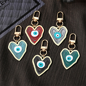Colorful Heart-shaped Keychain with Resin Alloy Devil's Eye Pendant Jewelry