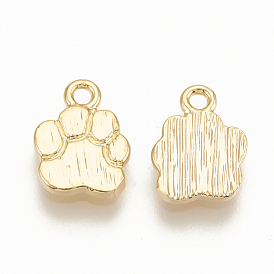 Brass Charms, Dog Paw Prints, Nickel Free, Real 18K Gold Plated